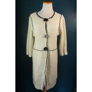 Vintage Curio Y2K Long Cozy Cardigan Sweater 3/4 Sleeve Coquette Cottagecore L